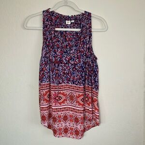 Gap Split Neck Print Sleeveless Blouse